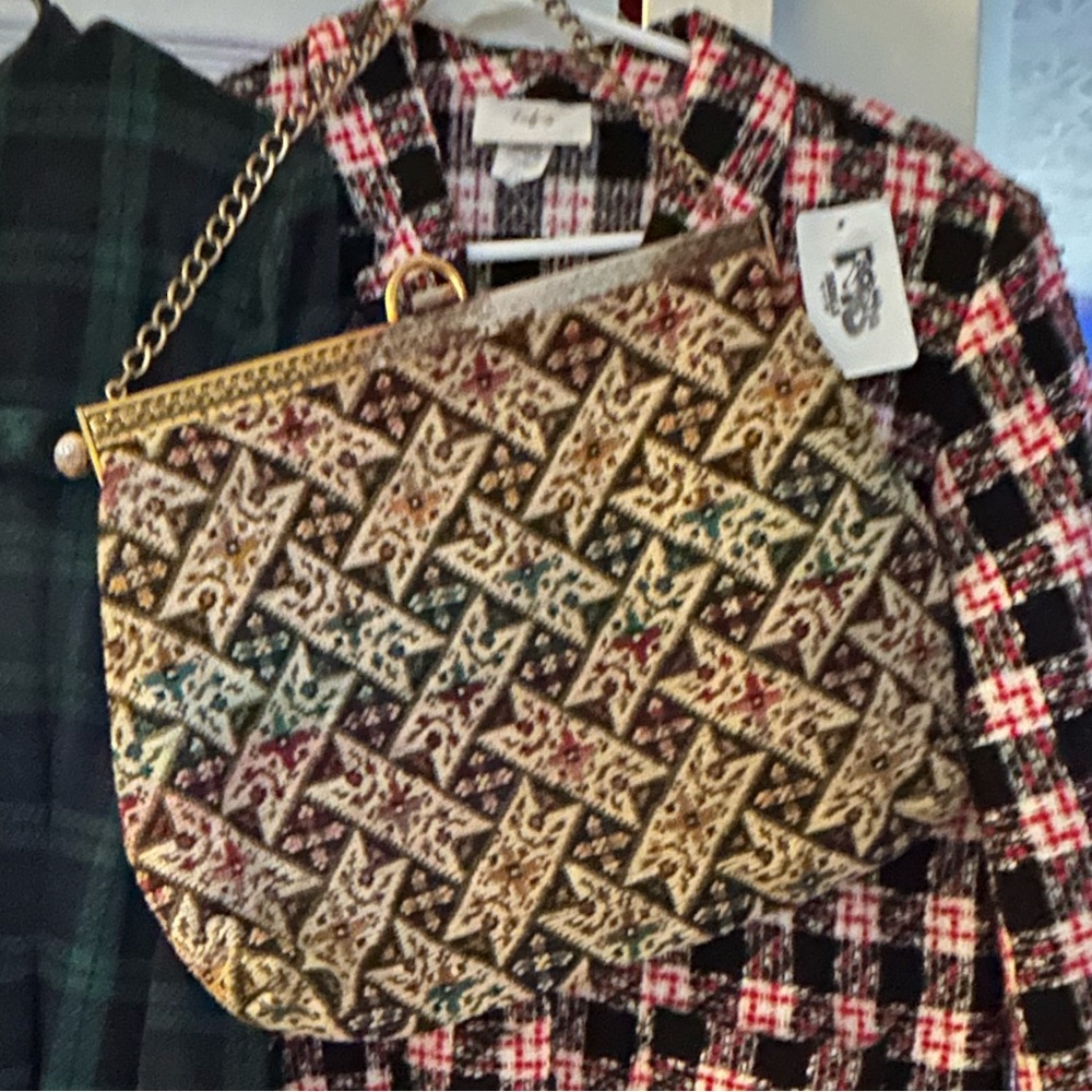 Carpet tapestry clutch shoulder bag